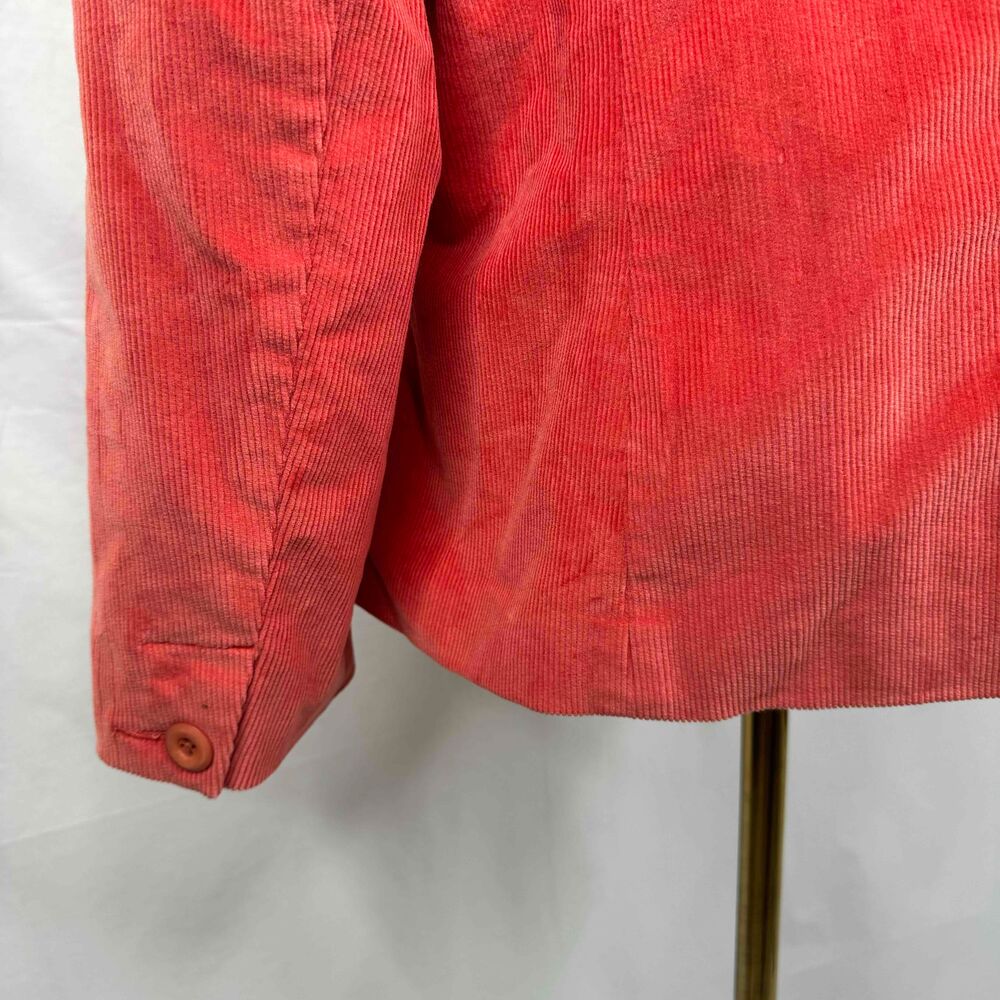 L.L. Bean Orange Corduroy Blazer Vintage 90s 3 Button Notched Lapel Pockets Lg - Picture 9 of 14